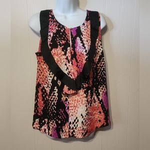 Worthington Womens Blouse Sleeveless Keyhole Multicolor Lightweight Large A605‎